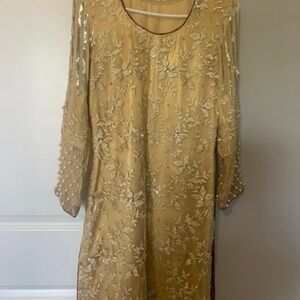 Elegant Gold Embroidered Dress